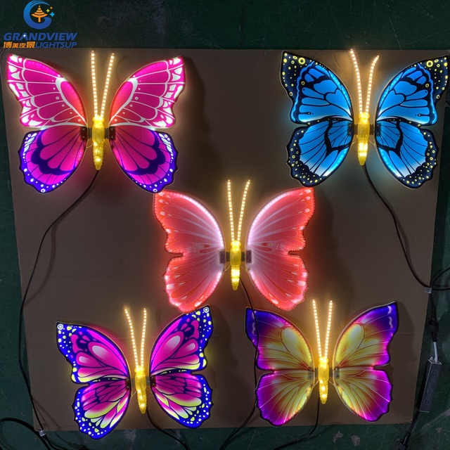 Wholesale Customized Decoration Colorful Simulated Dynamic IP65 Led butterfly Motif Lights