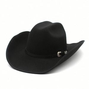 Sombrero de fieltro de 9.5 cm con borde, estilo punk americano, para hombre y mujer, tipo vaquero Texas Ranger, sombrero formal de jazz. - Product Image 1