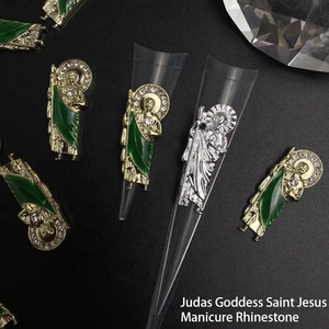 เครื่องประดับเล็บคริสตัลติดเพชรทำจากโลหะ3D ของจูดาสเทพธิดานักบุญพระเยซูทำเล็บประดับพลอยเทียมสำหรับตกแต่งเล็บ - Product Image 4
