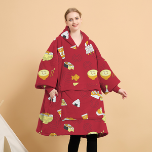 Nuevas llegadas Moda Diseño personalizado Franela gruesa Sherpa Giant Wearable Hoodie Manta para adultos - Product Image 2