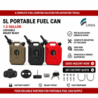 Tanque de Combustible Portátil de 5L HDPE de Alta Calidad con Kit de Montaje y Bloqueo, Rojo/Negro/Caqui/Verde, 1 Año de Garantía, Fábrica LINDA, para Motocicleta/Ciclomotor