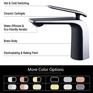 Grifo de Lavabo SANIPRO de una sola manija, color plateado y negro, serie de lujo, grifo mezclador de latón macizo para lavabo, grifo de baño con agua fría y caliente - Product Image 2