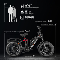 Bicicleta Eléctrica Eahora Luna OEM 25oW 48V 15AH de Litio con Marco de Acero de 20x4.0'', 7 Velocidades, Frenos de Disco Hidráulicos, Pantalla LCD y Gran Autonomía