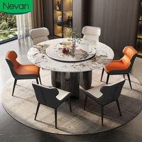 Mesa de Comedor Redonda Minimalista de Última Moda con Plato Giratorio y Trípode 3D Único para Apartamentos Pequeños