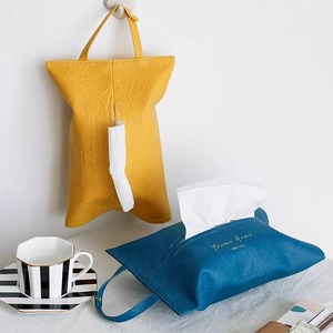 Nordic Leather Tissue Bag Hanging For Car And Living Room Pull Out Tissues Cover - Product Image 1