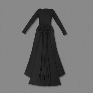 Elegante Abito da Sera <span class=keywords><strong>Nero</strong></span> Senza Schienale, <span class=keywords><strong>Maniche</strong></span> <span class=keywords><strong>Lunghe</strong></span>, <span class=keywords><strong>Schiena</strong></span> Aperta, Lunghezza a Terra, <span class=keywords><strong>Vestito</strong></span> Formale a Sirena con Strascico - Product Image 5