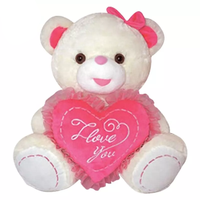 Ours en peluche mignon de saint-valentin avec coeur d'amour, jouet en peluche avec coeur rouge, vente en gros