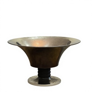 Cuenco de metal hecho a mano con borde de cuentas, diseño vintage pulido para decoración de mesa, frutero, accesorios de mesa, cuencos - Product Image 1