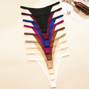 여성용 아이스 실크 팬티 속옷 섹시한 끈 팬티 여성용 무봉제 G-스트링 팬티 속옷 - Product Image 4