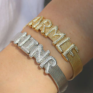 Jinyuan Brass Luxury <strong>Personalised</strong> <strong>Name</strong> Designer Diy Initial Letters Watch Band <strong>Bracelets</strong> - Product Image 1