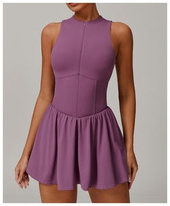 Women's Cloud-Soft 2-in-1 Stand Collar Dress, Outdoor <strong>Running</strong> Anti-Exposure A-Line Tennis <strong>Skort</strong> with Liner DLT9094 - Product Image 4