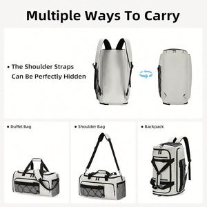 Sac de sport en nylon personnalisé pour hommes et femmes, léger, sac de week-end, sac de voyage avec compartiment pour chaussures, sac à dos de cabine - Product Image 2