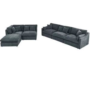 Modern Çin Tarzı Modüler Kadife Köşe Koltuk Takımı, Oturma Odası ve Otel Kullanımı için Ayarlanabilir Siyah Köşe - Product Image 6