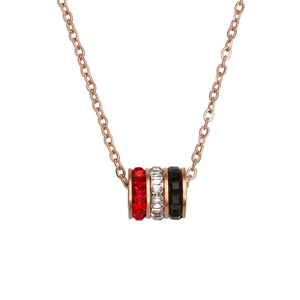 Japanese and Korean Style Jewelry Trendy Colorful Crystals Necklace Fashion <b>Titanium</b> Steel Small Waist Necklace for Women - Product Image 1