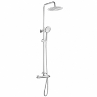 Douche murale en laiton chromé poli avec pommeau de pluie et douchette à main, mitigeur chaud/froid 1 poignée, garantie 5 ans, pour salle de bain moderne