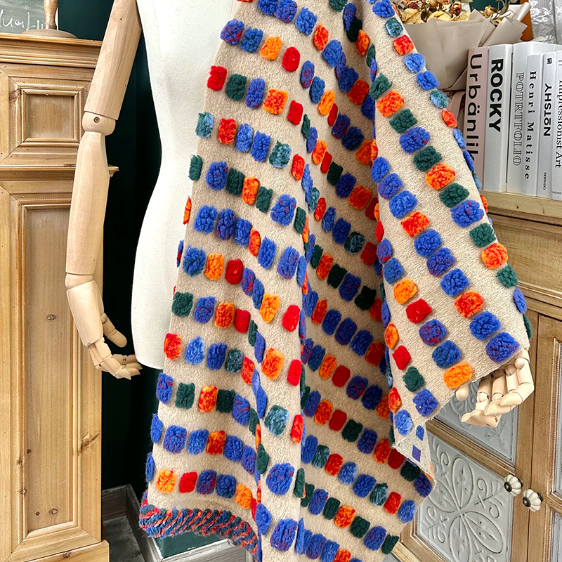Diy Knit Colorful Dot Wool Cashmere Fabric for Coat Clothing Home Textile Fabric