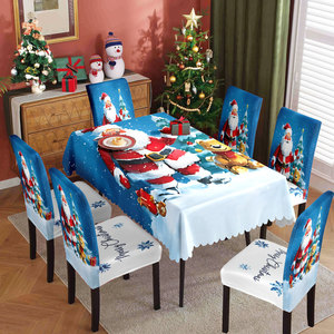 Nouvelle nappe de Noël imprimée imperméable et housses de chaise – Ensemble de décoration festive pour les fêtes - Product Image 2