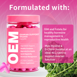 Suplementos Herbales de Apoyo Ovárico OEM, Mioinositol, Antioxidantes, Metilfolato para la Calidad de los Óvulos Femeninos - Product Image 3