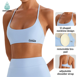 <span class=keywords><strong>Sujetador</strong></span> deportivo de secado rápido <span class=keywords><strong>para</strong></span> mujer con <span class=keywords><strong>espalda</strong></span> cruzada y efecto segunda piel, ideal <span class=keywords><strong>para</strong></span> correr y yoga, a prueba de golpes y con realce. - Product Image 1