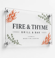 Enseigne Murale Flottante Personnalisée en Acrylique pour Restaurant, Fixation Murale, Impression UV, Logo Découpé au Laser, Vente en Gros