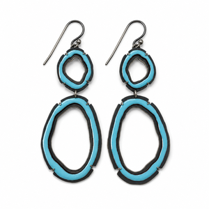 Orecchini Pendenti Circolari Blu Multicolore, Orecchini Pendenti Rotondi Creativi per Donne - Product Image 1