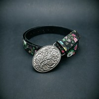Ceinture Western Personnalisée pour Femme, Ceintures Western Cowboy, Boucle Ovale Vintage en Argent Gravée de Fleurs, Accessoire de Taille pour Jeans