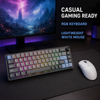 Clavier mécanique rétroéclairé RVB, souris sans fil 2,4 GHz, combo USB C, ensemble compact pour le travail et les jeux