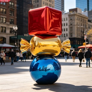 YOUFINE Escultura Gigante de Piruleta en Espiral de Acero Inoxidable Pulido Espejo, Estatua de Arte <span class=keywords><strong>Pop</strong></span> de Caramelo para Centros Comerciales y Calles - Product Image 6