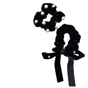 DZ French Retro Elegant Black Velvet Headband European and American Style Elastic <b>Fabric</b> Hairband with Pearl Ribbon - Product Image 6
