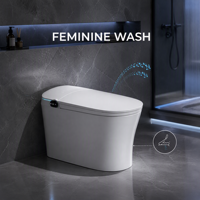 Toilette intelligente avec chasse d'eau automatique, bidet chauffant, télécommande, sans réservoir, sans bride, à sortie en S allongée