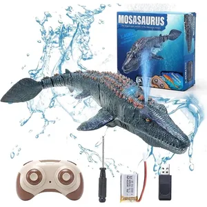 2.4G 방수 다이빙 워터 스윙 플로팅 스프레이 전기 시뮬레이션 공룡 Mosasaur 모델 포식자 Rc 동물 보트 장난감