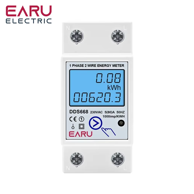 AC 50/60Hz Digital Single Phase Reset Zero Energy Meter kWh Voltage Current Power Consumption Meter Wattmeter Din Rail DDS668