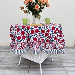 Indian Manufacture 100% Natural Cotton Hand Block Printed Durable <b>Round</b> <b>Tablecloth</b> Floral Design Customized Decor Dining - Product Image 2