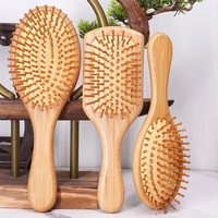 Brosse à cheveux en bambou avec poils en nylon pour démêler les cheveux en bois naturel