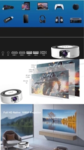 โปรเจคเตอร์มินิ LED ระบบแอนดรอยด์ สมาร์ท รองรับ WiFi แบบดูอัลแบนด์ ความละเอียด 1080P ทีวีไร้สายแบบพกพาสำหรับใช้ในบ้าน รุ่น H66 อุปกรณ์นำเสนอภาพ โปรเจคเตอร์ LCD รุ่น H66 - Product Image 4