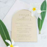 Enveloppes d'invitation de mariage personnalisées en velours beige, en plexiglas transparent givré, en acrylique, cartes RSVP dorées, impression dorée sur feuille pour