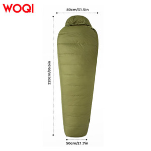 Saco de dormir Woqi Mummy de 220 cm x 50 cm con exterior de nailon, ligero y transpirable para adultos, para camping, senderismo y viajes. - Product Image 1