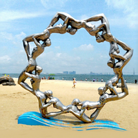 Sculpture Circulaire de Femme Nue en Acier Inoxydable de Grande Taille pour l'Extérieur