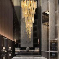 Luminaire en cristal antique en verre soufflé promotionnel Luminaire pour escalier d'hôtel Luminaire de restaurant Luminaire de luxe moderne à led pour hauts plafonds