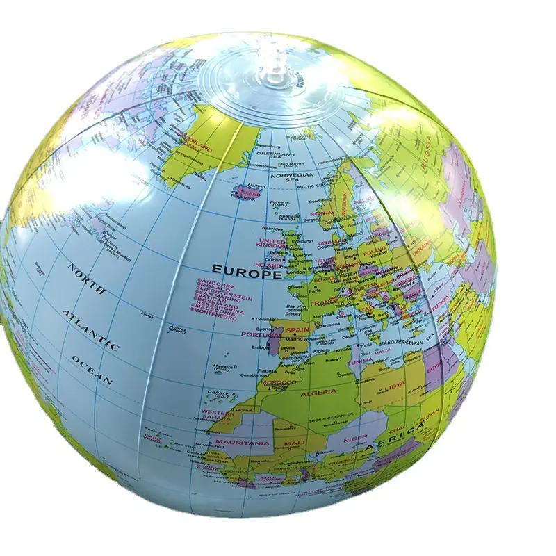 Ballon gonflable transparent de globe du monde de 16 pouces Ballon de plage en terre claire pour jouer ou enseigner