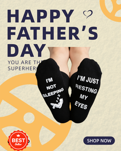 Chaussettes amusantes avec lettres « <span class=keywords><strong>Je</strong></span> ne dors pas, <span class=keywords><strong>je</strong></span> simplement repose les yeux », chaussettes antidérapantes pour personnes âgées - Product Image 2