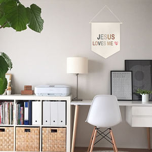 דגל בד פשתן 2026 - ישוע אוהב אותי הדפס שם אישי לקישוט קיר - Product Image 5