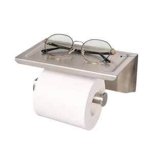 Porte-papier toilette moderne en aluminium spatial auto-adhésif avec étagère pour téléphone - Product Image 1