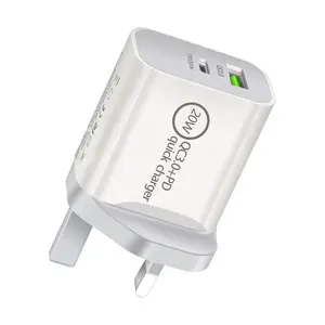 USB C USB 20W 5V 3A Cargador de pared Tipo C 2 puertos PD QC 3,0 Adaptador de corriente Carga rápida USB C Adaptador Smart UK/US/EU/AU Plug 30W