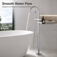 Robinet de baignoire moderne sur pied avec douchette à main pour hôtels, appartements et fournitures pour entrepreneurs