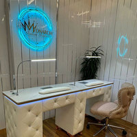 Plaques rondes 3D acryliques en métal avec logo personnalisé pour salon de beauté décoration de studio de manucure nom de bureau Plaque LED néon