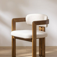 Chaises de Salle à Manger en Bois Massif de Luxe Léger avec Accoudoirs et Dossiers, Meubles Créatifs pour le Coin Thé du Salon