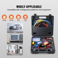 Kit de manomètres de climatisation 4 voies avec flexibles de 1,5 m pour la recharge et l'évacuation de fréons R134A/R22/R12/R410A pour voitures