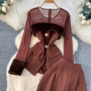 Sonbahar Kadınlar İçin Günlük 2 Parça Takım Tunik Üst ve Yüksek Bel Takım Elbise Toptan Satış - Product Image 3