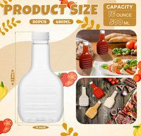 Pots de miel de 16oz Bouteilles de distribution en plastique avec couvercles noirs à rabat Bouteille à presser de ketchup en plastique